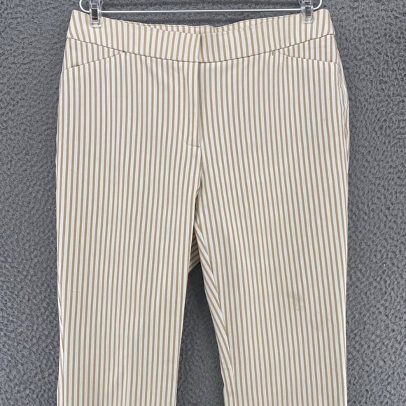 Chicos Pants Womens 00 US 2 Beige Stripe Straight Leg Stretch Office Career Work - Picture 2 of 11